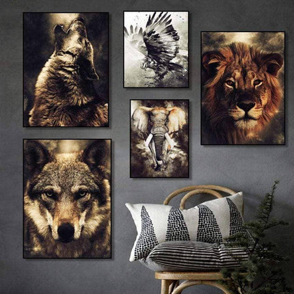 Nordic Animal Art Canvas Print - Engaging Wall Decor