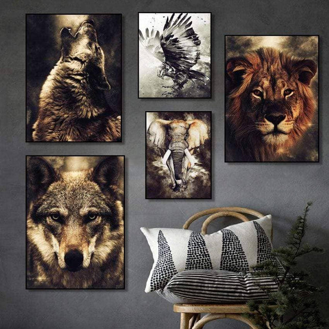 Nordic Animal Art Canvas Print - Engaging Wall Decor