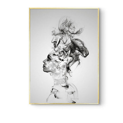 Nordic Antlers Girl Canvas Print - Personalized Wall Art