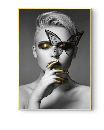 Nordic Antlers Girl Canvas Print - Personalized Wall Art