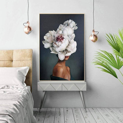 Nordic Flower Lady Canvas Print - Engaging Wall Art
