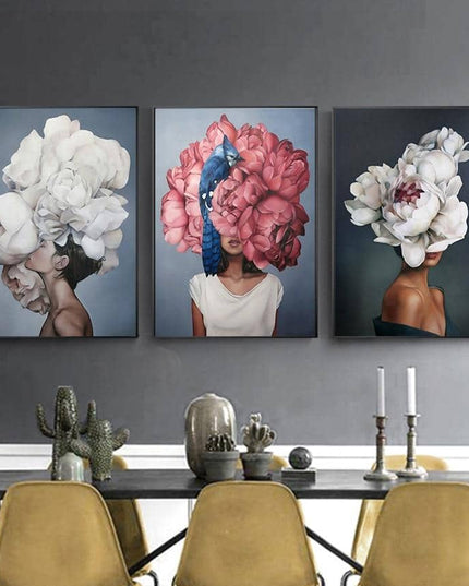 Nordic Flower Lady Canvas Print - Engaging Wall Art