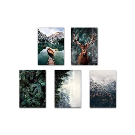 Nordic Fog Forest Deer Canvas Print - Moody Wall Poster