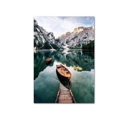 Nordic Fog Forest Deer Canvas Print - Moody Wall Poster