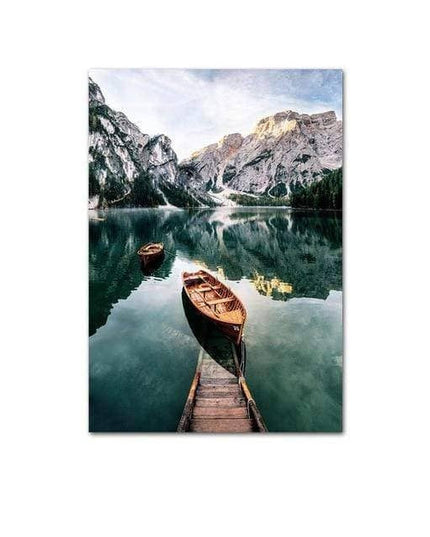 Nordic Fog Forest Deer Canvas Print - Moody Wall Poster