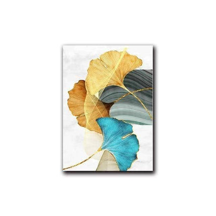 Nordic Gold Plant Leaf Canvas Print - Attractive Wall Art