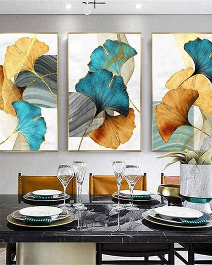 Nordic Gold Plant Leaf Canvas Print - Attractive Wall Art