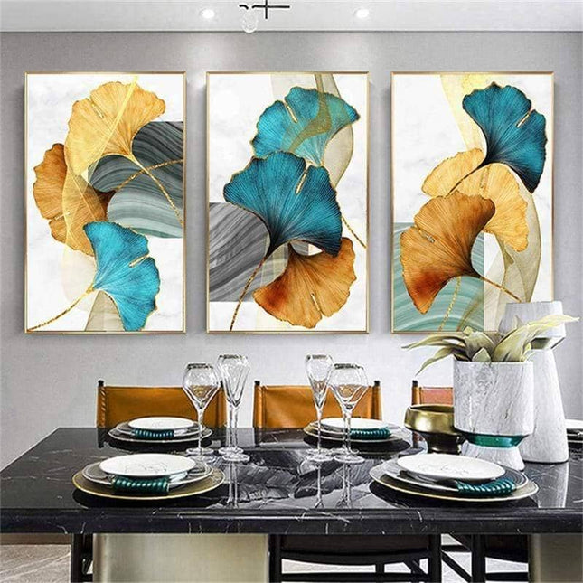 Nordic Gold Plant Leaf Canvas Print - Attractive Wall Art