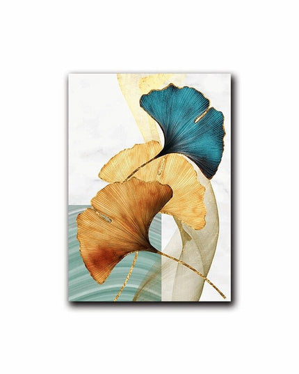 Nordic Gold Plant Leaf Canvas Print - Attractive Wall Art