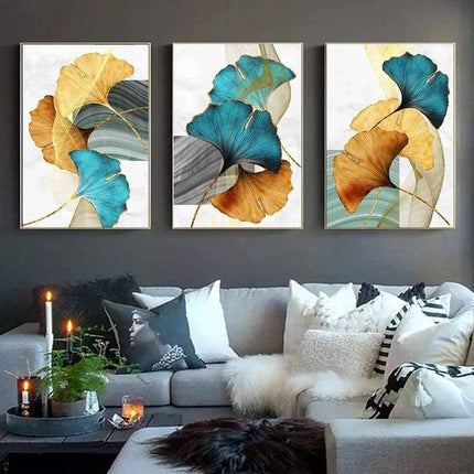 Nordic Gold Plant Leaf Canvas Print - Attractive Wall Art