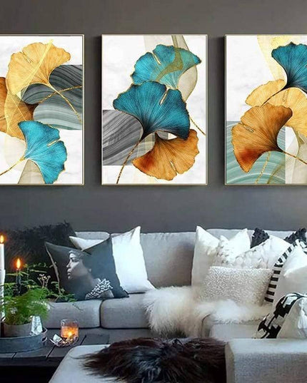 Nordic Gold Plant Leaf Canvas Print - Attractive Wall Art