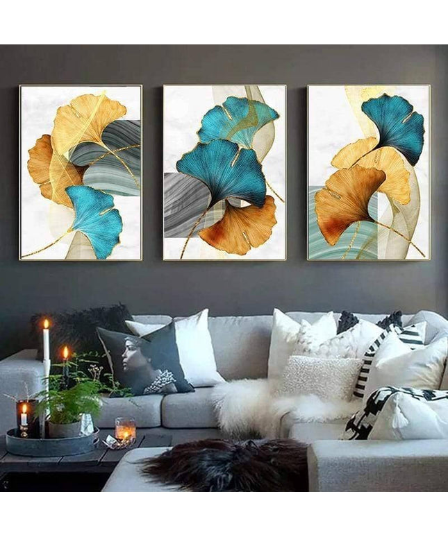 Nordic Gold Plant Leaf Canvas Print - Attractive Wall Art