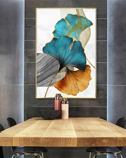 Nordic Gold Plant Leaf Canvas Print - Attractive Wall Art