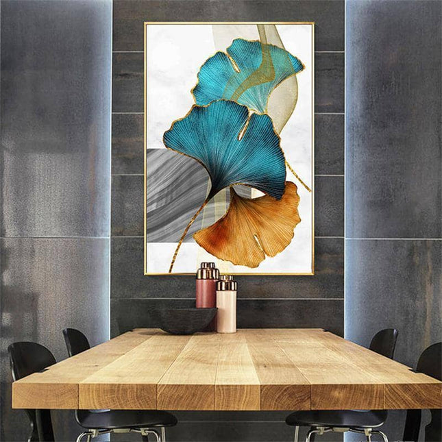 Nordic Gold Plant Leaf Canvas Print - Attractive Wall Art