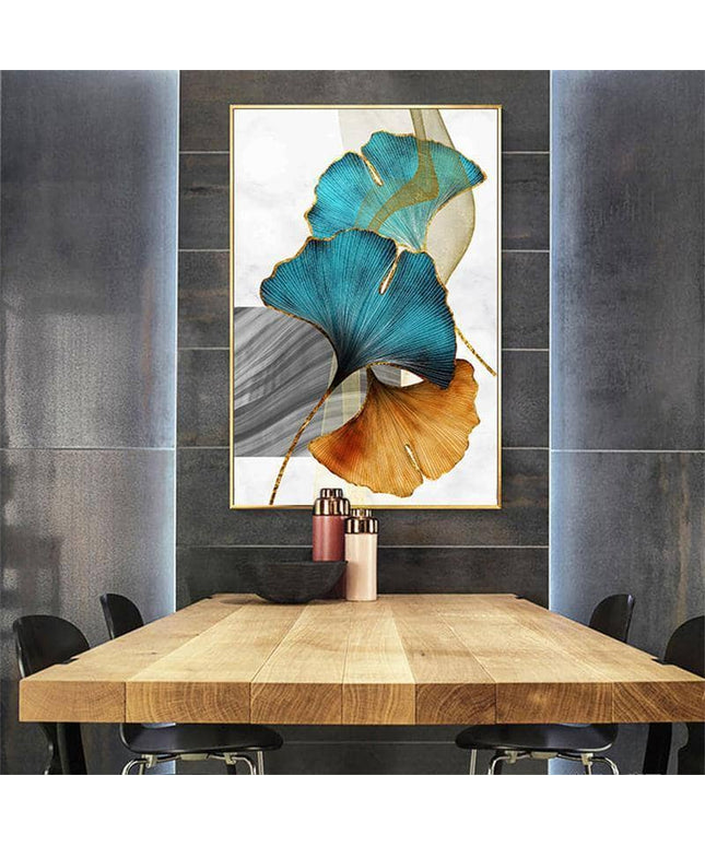 Nordic Gold Plant Leaf Canvas Print - Attractive Wall Art