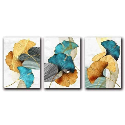 Nordic Gold Plant Leaf Canvas Print - Attractive Wall Art