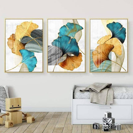 Nordic Gold Plant Leaf Canvas Print - Attractive Wall Art
