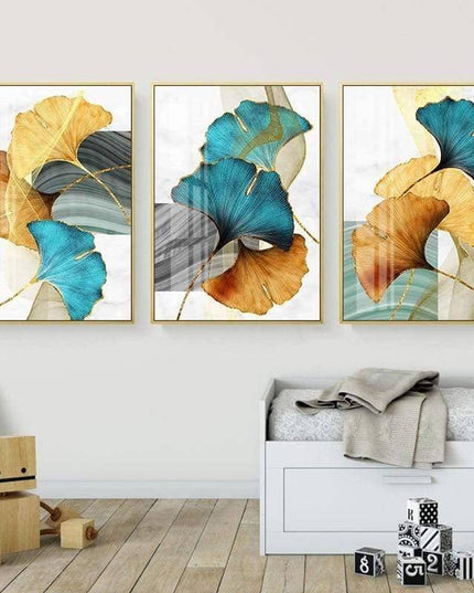 Nordic Gold Plant Leaf Canvas Print - Attractive Wall Art