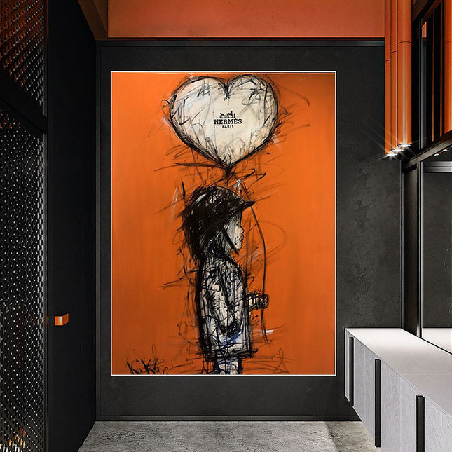 Orange Boy: Heart Balloon with Hermes Paris Wall Poster
