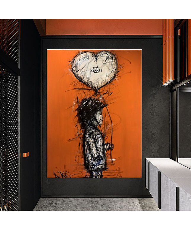 Orange Boy: Heart Balloon with Hermes Paris Wall Poster