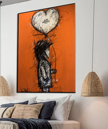 Orange Boy: Heart Balloon with Hermes Paris Wall Poster