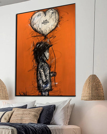 Orange Boy: Heart Balloon with Hermes Paris Wall Poster