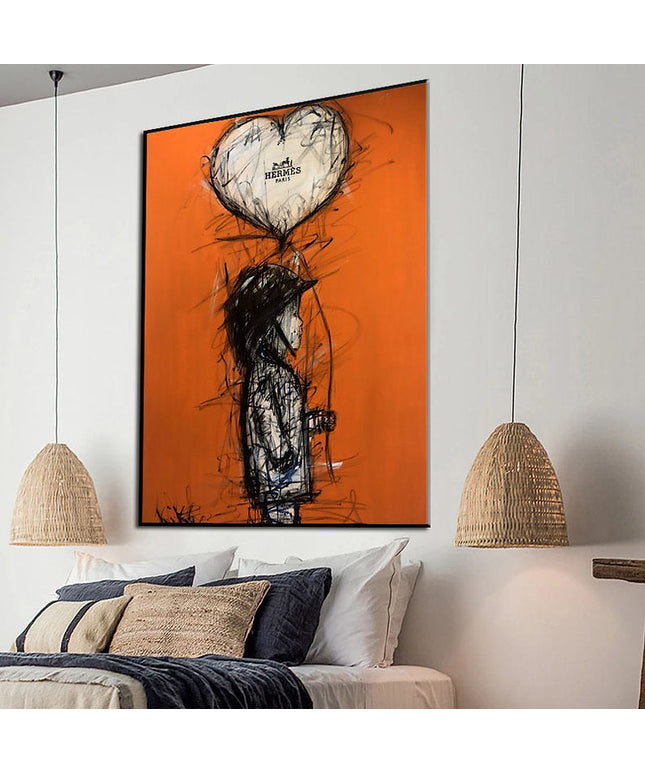 Orange Boy: Heart Balloon with Hermes Paris Wall Poster