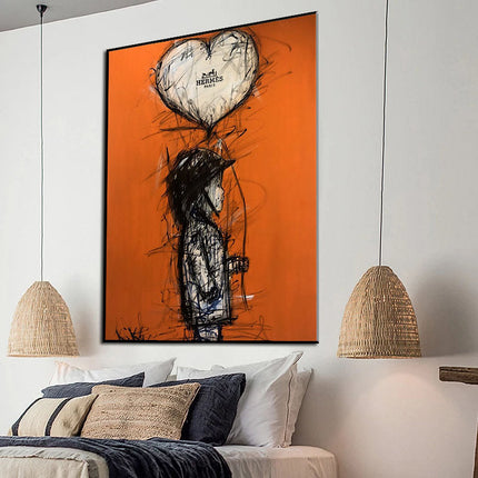 Orange Boy: Heart Balloon with Hermes Paris Wall Poster