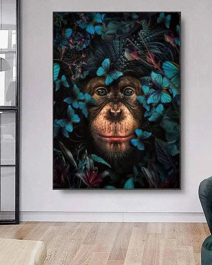 Playful Headphone Gorilla Canvas Print - Whimsical Wall Art