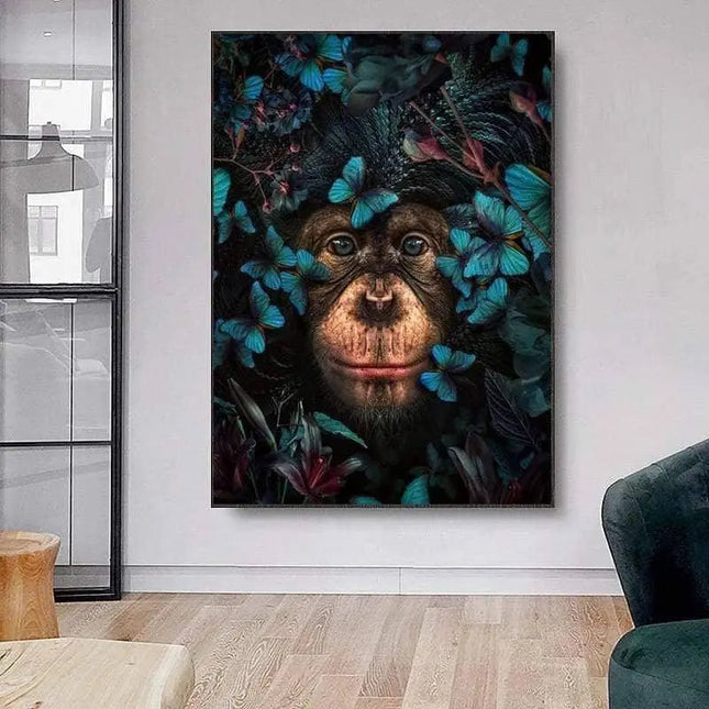 Playful Headphone Gorilla Canvas Print - Whimsical Wall Art