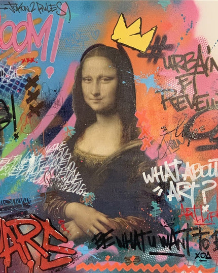 Playful Mona Lisa Graffiti Canvas Print: A Twist on Classic Art