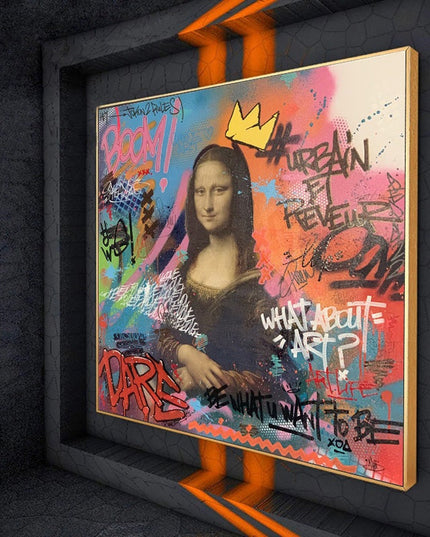 Playful Mona Lisa Graffiti Canvas Print: A Twist on Classic Art