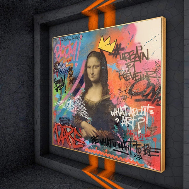 Playful Mona Lisa Graffiti Canvas Print: A Twist on Classic Art