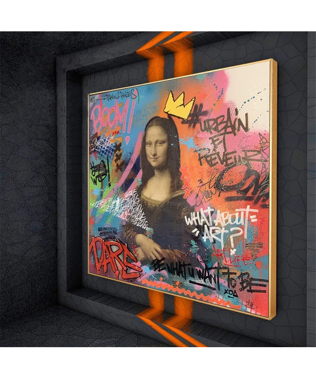 Playful Mona Lisa Graffiti Canvas Print: A Twist on Classic Art