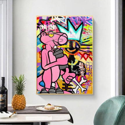Playful Streets: Pink Panther Graffiti Art Print Wall Poster