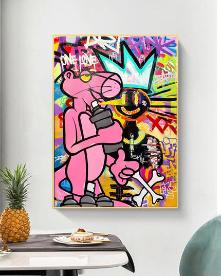 Playful Streets: Pink Panther Graffiti Art Print Wall Poster