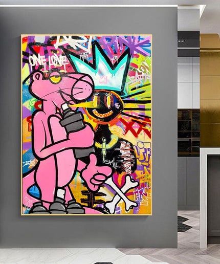 Playful Streets: Pink Panther Graffiti Art Print Wall Poster