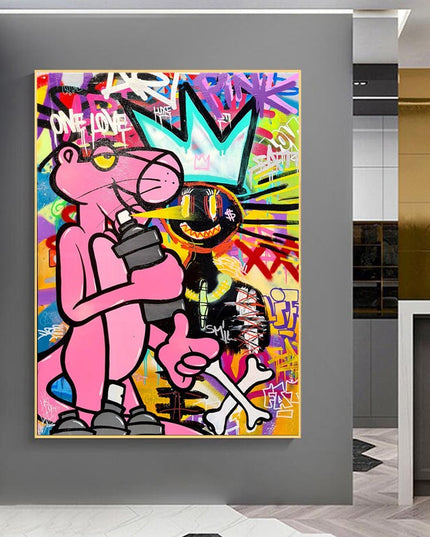 Playful Streets: Pink Panther Graffiti Art Print Wall Poster