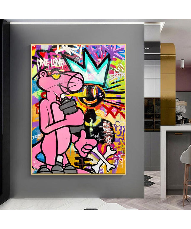 Playful Streets: Pink Panther Graffiti Art Print Wall Poster