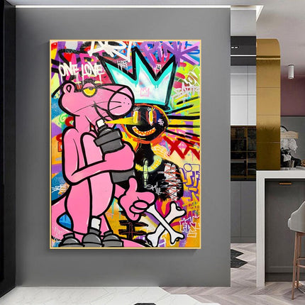 Playful Streets: Pink Panther Graffiti Art Print Wall Poster