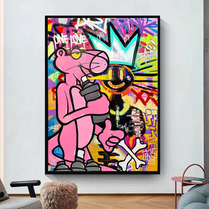 Playful Streets: Pink Panther Graffiti Art Print Wall Poster