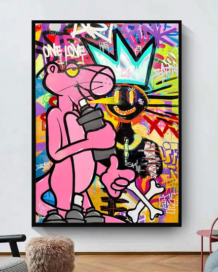 Playful Streets: Pink Panther Graffiti Art Print Wall Poster