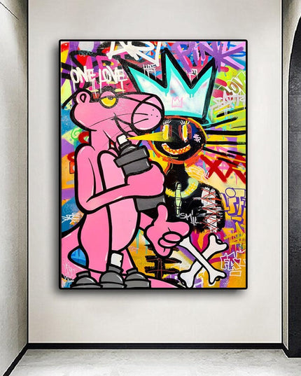 Playful Streets: Pink Panther Graffiti Art Print Wall Poster