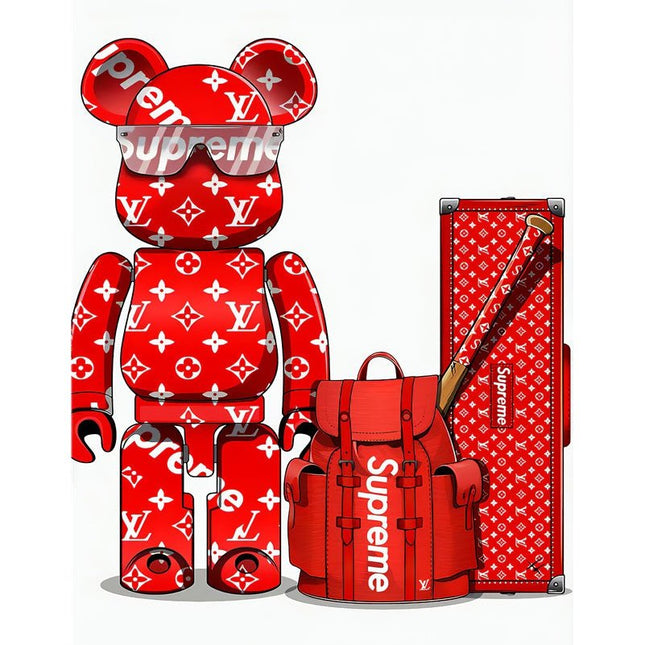 Pop Art Anime Bear Kaws Canvas Print: Modern, Vibrant Wall Decor