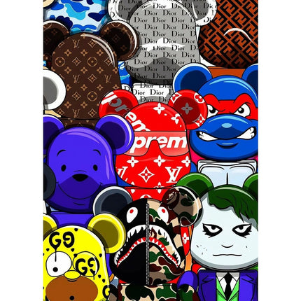 Pop Art Anime Bear Kaws Canvas Print: Modern, Vibrant Wall Decor