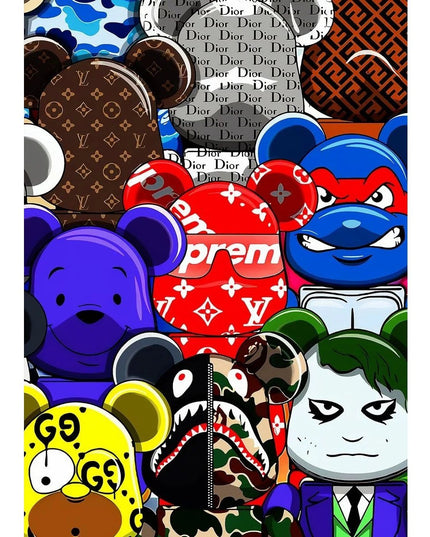 Pop Art Anime Bear Kaws Canvas Print: Modern, Vibrant Wall Decor