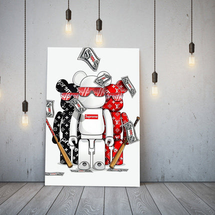 Pop Art Anime Bear Kaws Canvas Print: Modern, Vibrant Wall Decor