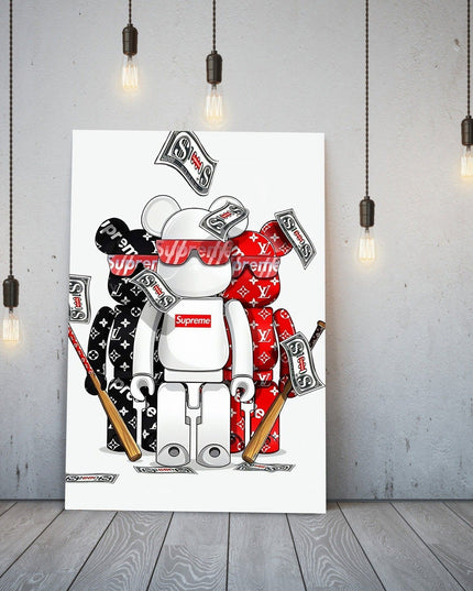 Pop Art Anime Bear Kaws Canvas Print: Modern, Vibrant Wall Decor