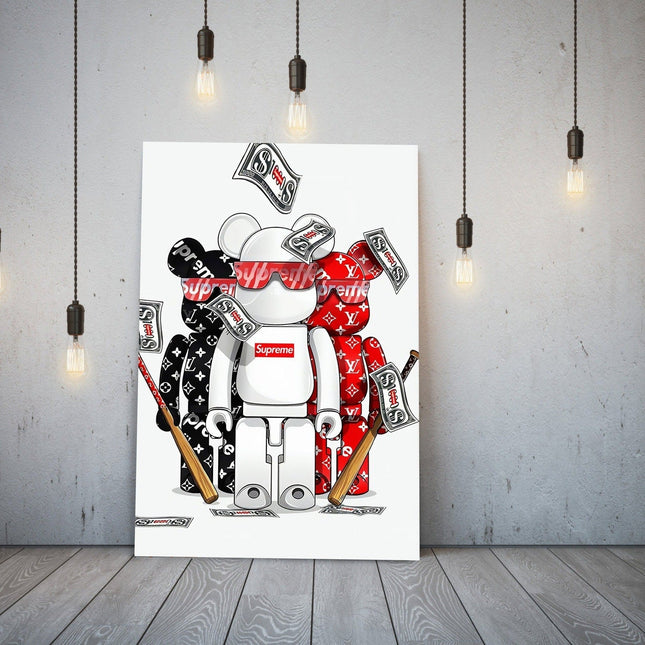 Pop Art Anime Bear Kaws Canvas Print: Modern, Vibrant Wall Decor