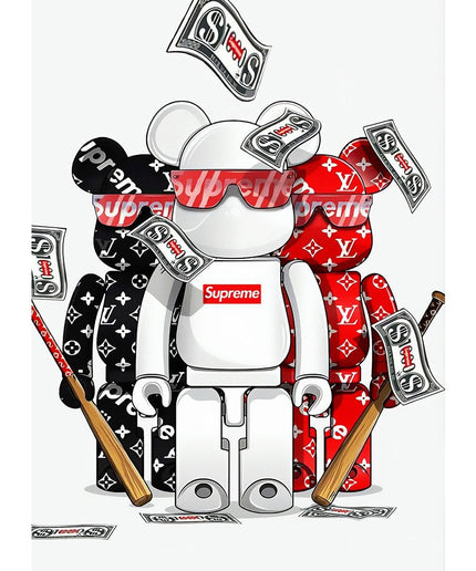 Pop Art Anime Bear Kaws Canvas Print: Modern, Vibrant Wall Decor